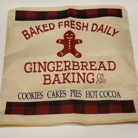 Holiday Gingerbread Decorative Burlap Pillowcases Thow Pillow Cover - Picture 4 of 4